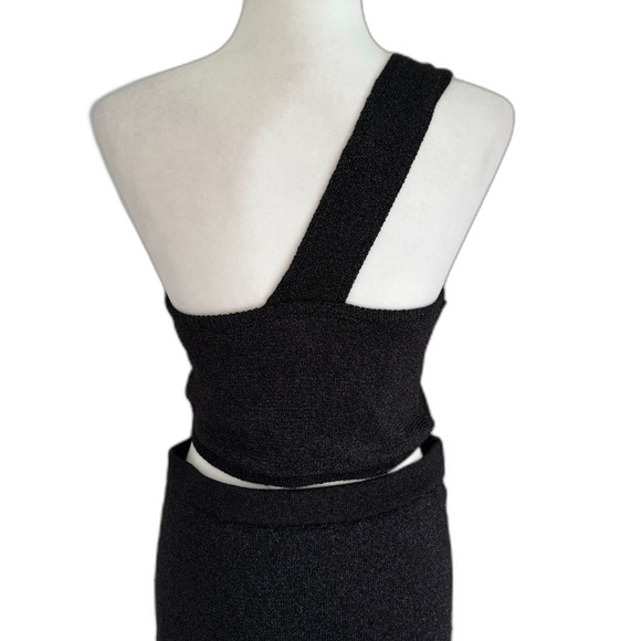 House of Harlow | Black Crop Top & Maxi Skirt Set One Shoulder Size Medium NWT - Picture 5 of 13